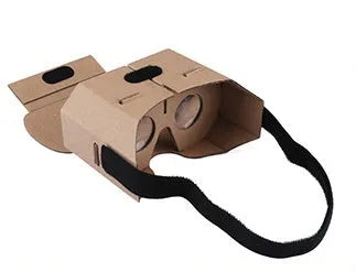 Cardboard virtual reality glasses headset for mobile phones on a white background.