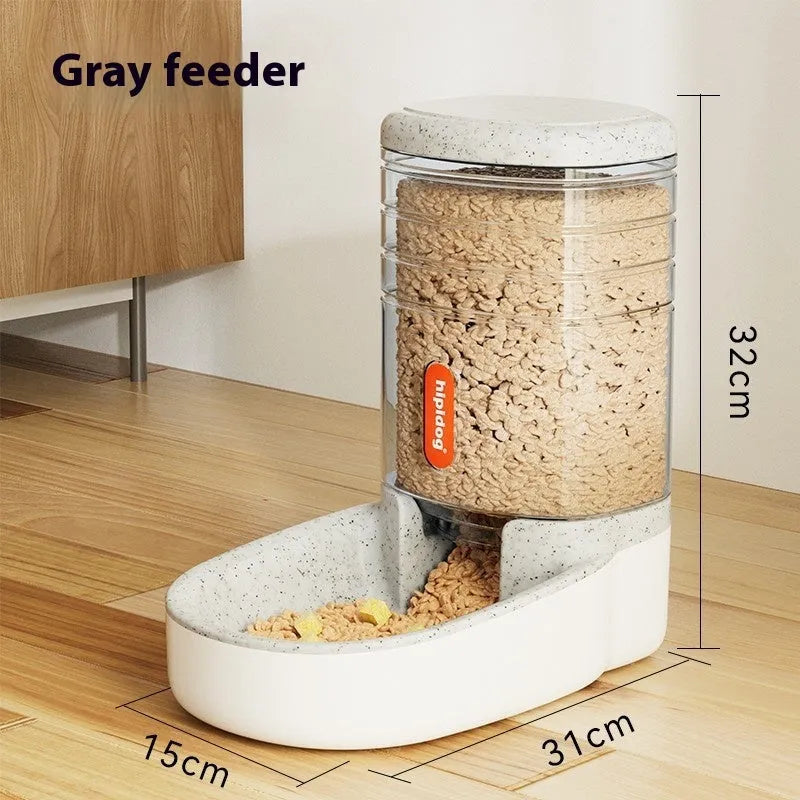 Automatic pet feeder or water fountain with 3.8L capacity in blue, green, grey, or pink colour.