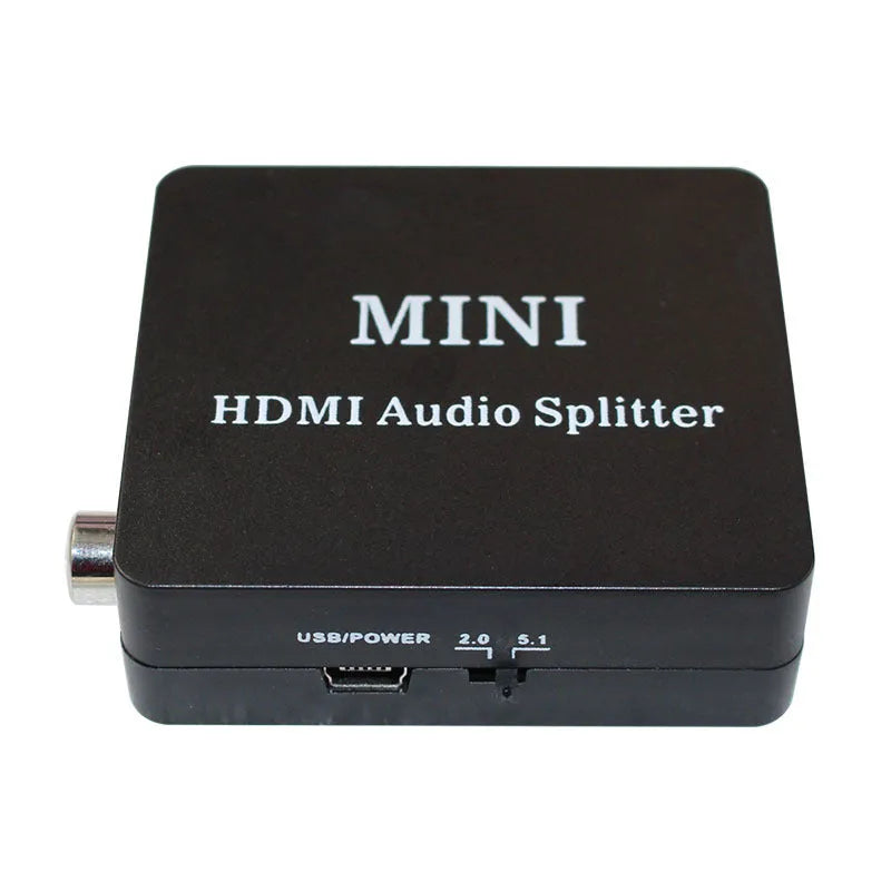 Black HDMI audio extractor splitter with HDMI, SPDIF and R/L analogue outputs, 1080P support