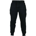 Men's solid colour cotton fleece casual pants with drawstring waistband in grey.