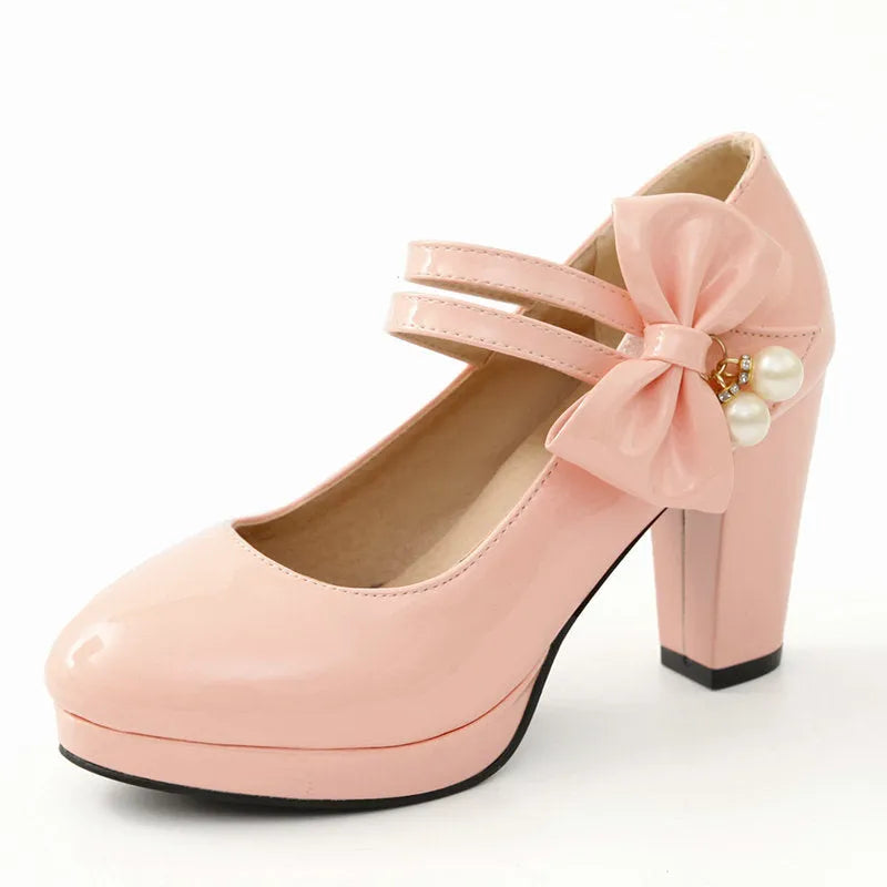 Women's waterproof platform shoes with thick chunky heel and buckle fastening in multiple colours