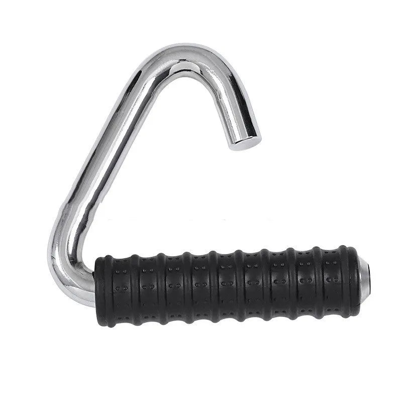 Silver steel and TPE hook handle for tensile rod high position fitness accessory
