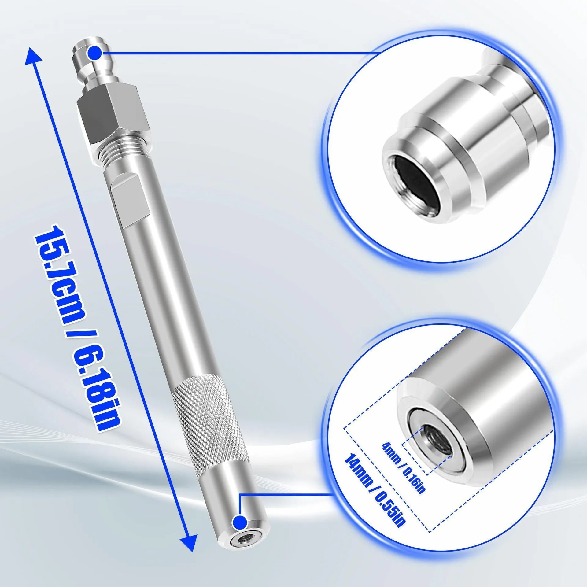 Stainless steel remote chemical nozzle for high pressure cleaning machine, 17cm length, single head