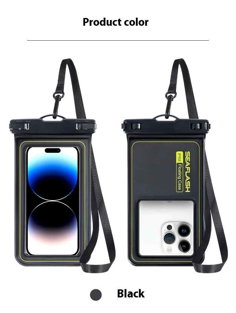 Floating waterproof phone bag 6.8 inch black PVC sponge for swimming and diving