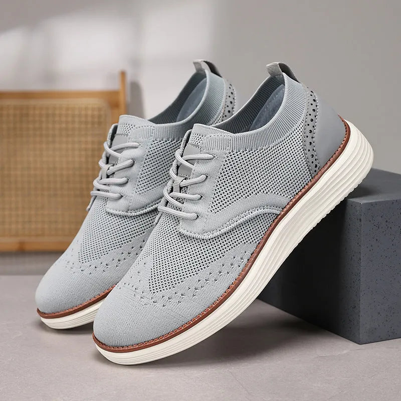Men's outdoor casual hiking shoe in woven mesh with rubber sole, shown in one of six available colours.