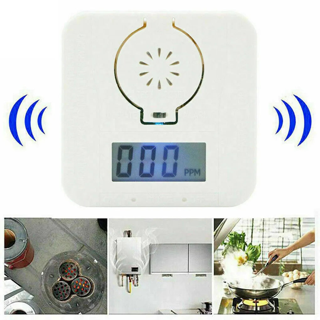 White wireless wall-mounted carbon monoxide alarm for home safety