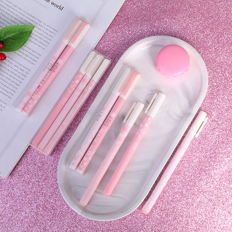 Sakura gel pen set showing 0.38mm and 0.5mm tip sizes in boxed presentation with plastic barrels