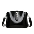 Women's retro fashion messenger bag in PU with sandwich pocket, available in black, brown, and white