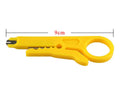 Yellow mini portable wire stripper tool with a metal blade for 0.6mm wires.