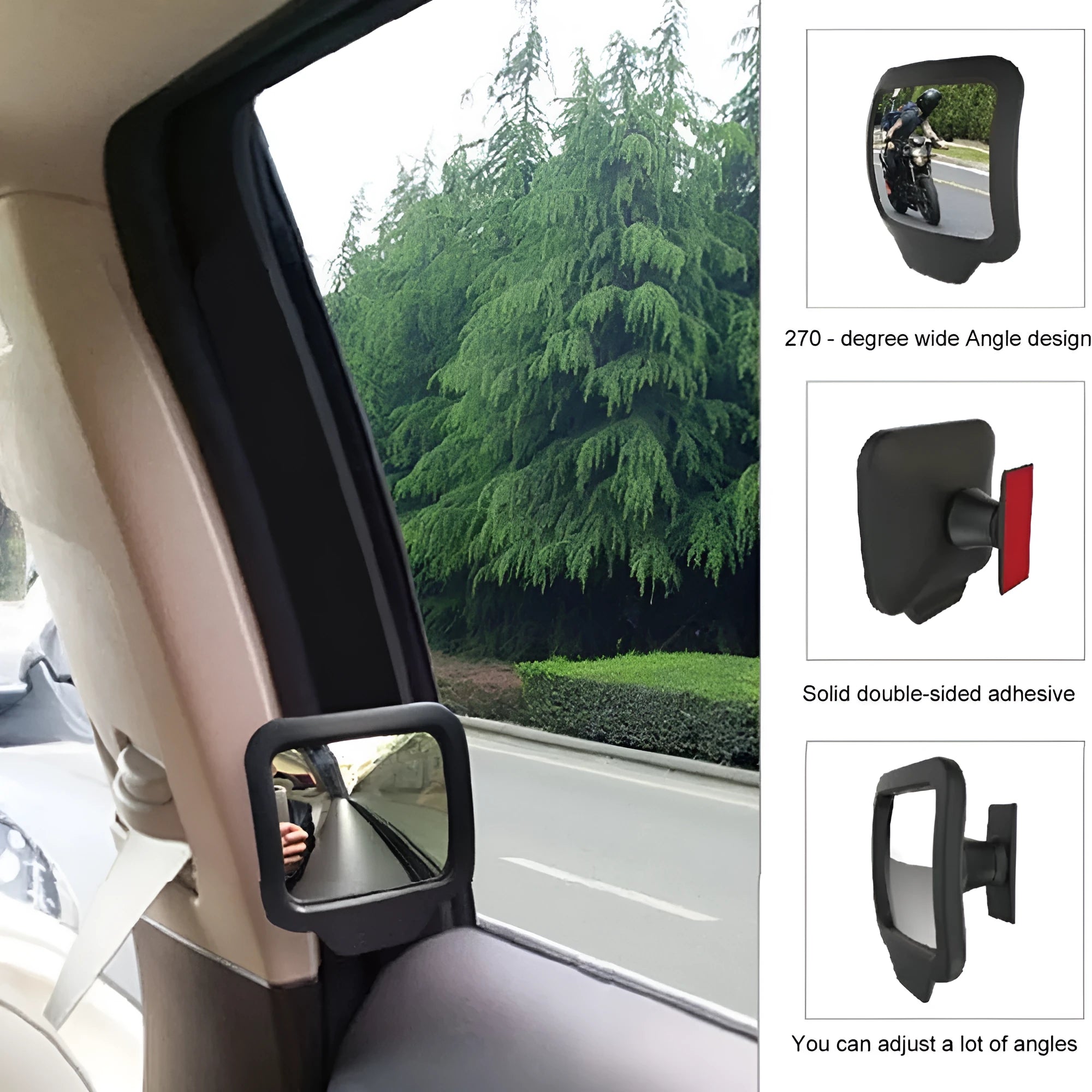 Car rear view mirror replacement glass with plastic frame 7x6.5x1cm flat surface