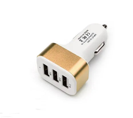 3USB aluminum car charger with indicator light in black colour option