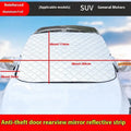 Thickened aluminium foil winter car cover for SUV windshields with magnetic fasteners and reflective stripes