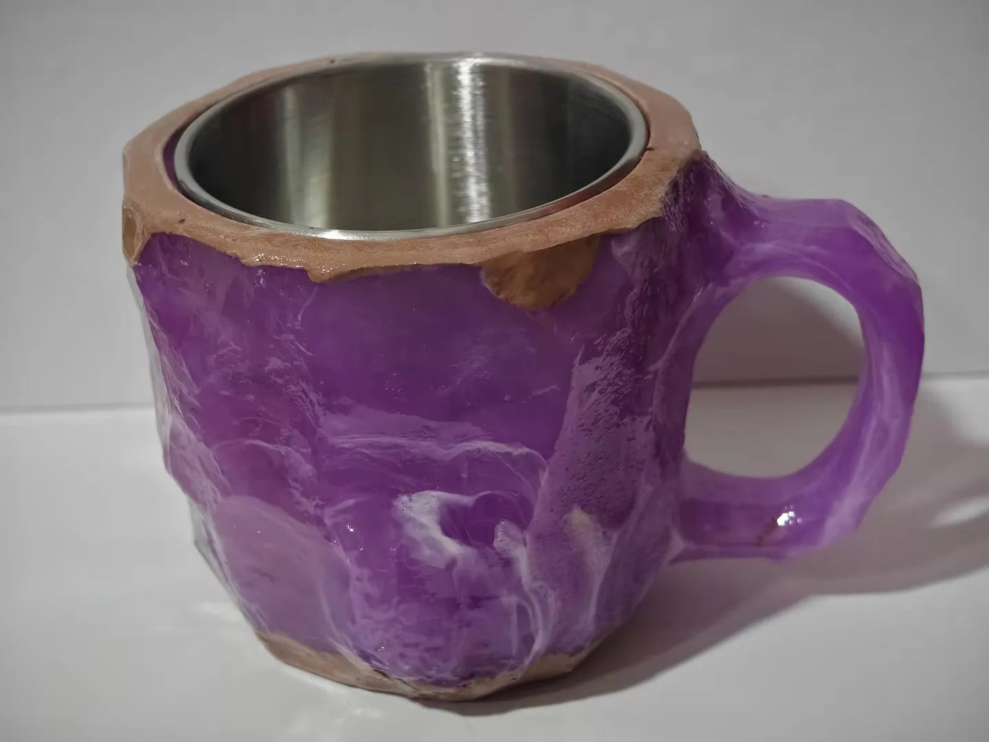 400ml resin mineral crystal coffee mug with handle in multiple colour options