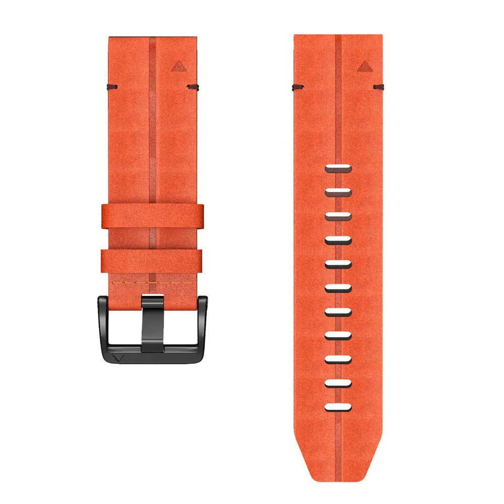 Quick release leather watch strap for Garmin, 22mm width, black colour, business style