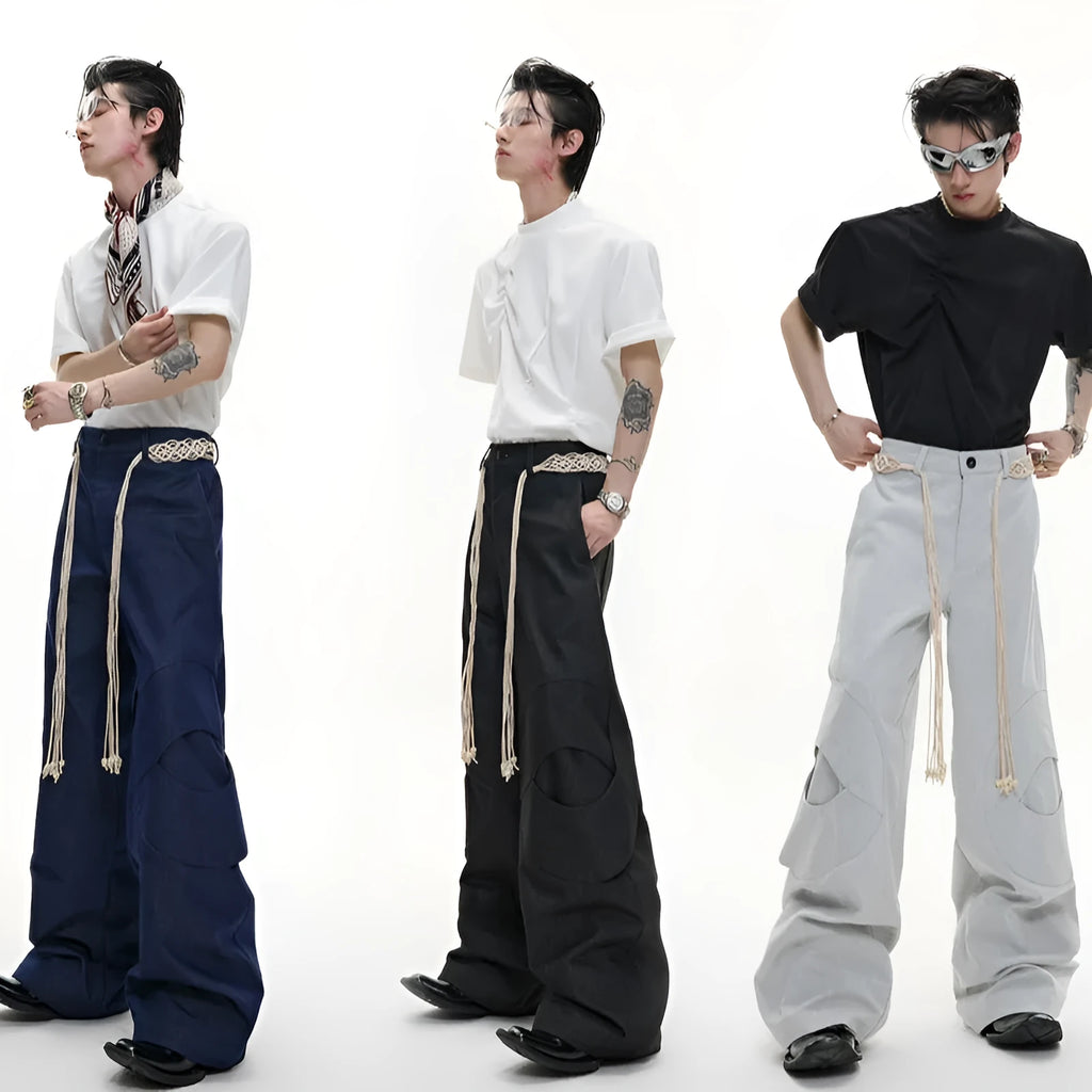Men's dark blue straight-leg cotton jeans showing front view with zip fly and pocket detailing.