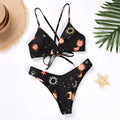 Small chest push up women's swimwear set in yellow with sleeveless top and pants