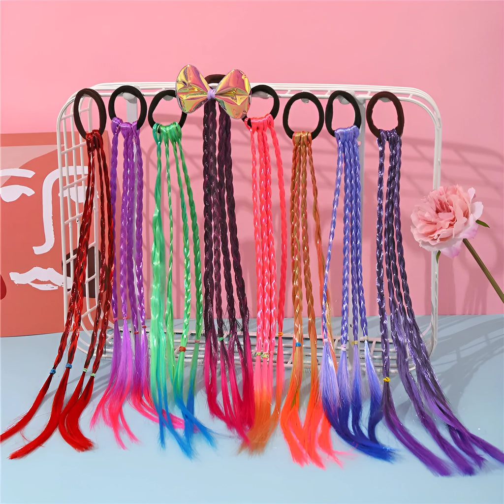 Multi-colour handmade Korean style rubber band hair tie with ethnic pattern