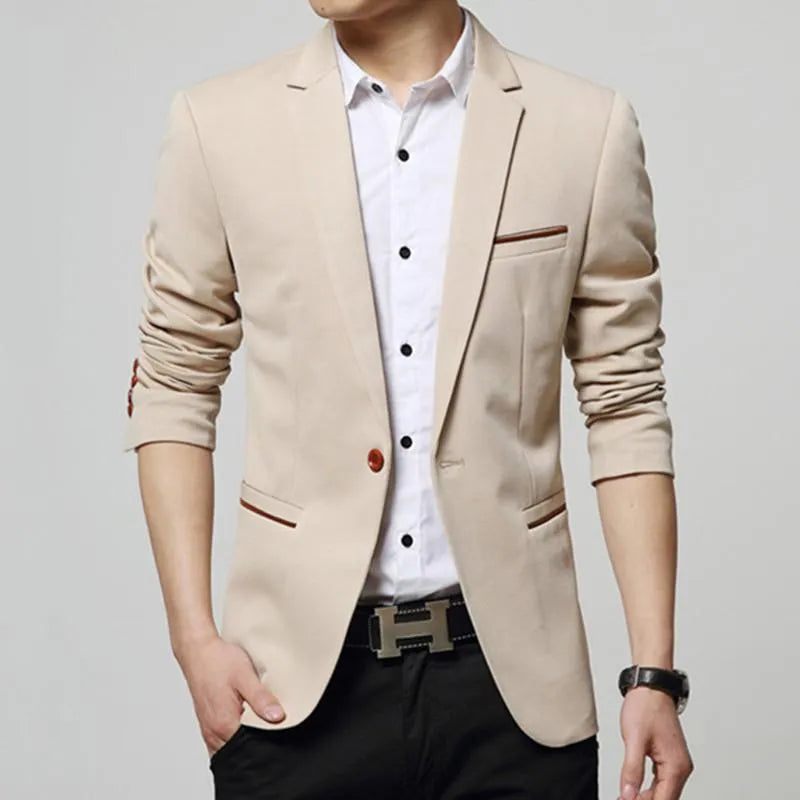 Men's slim fit autumn leisure blazer in knitted fabric with non-iron finish, available in five colours and sizes up to 5XL