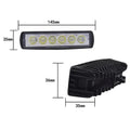Black die-cast aluminium automotive auxiliary light with six LEDs and a mounting bracket.