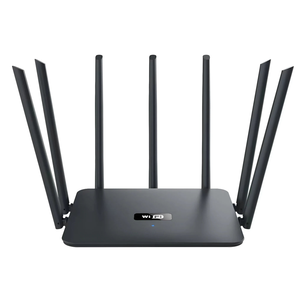 Black or white dual-band Gigabit router with through-wall WiFi coverage for whole home internet