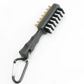 Golf club double-sided brush with nylon and steel wire bristles for cleaning ball head grooves