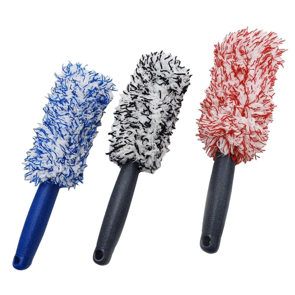Long handled car wash brush with ultra-fine fibre head in blue colour for vehicle cleaning