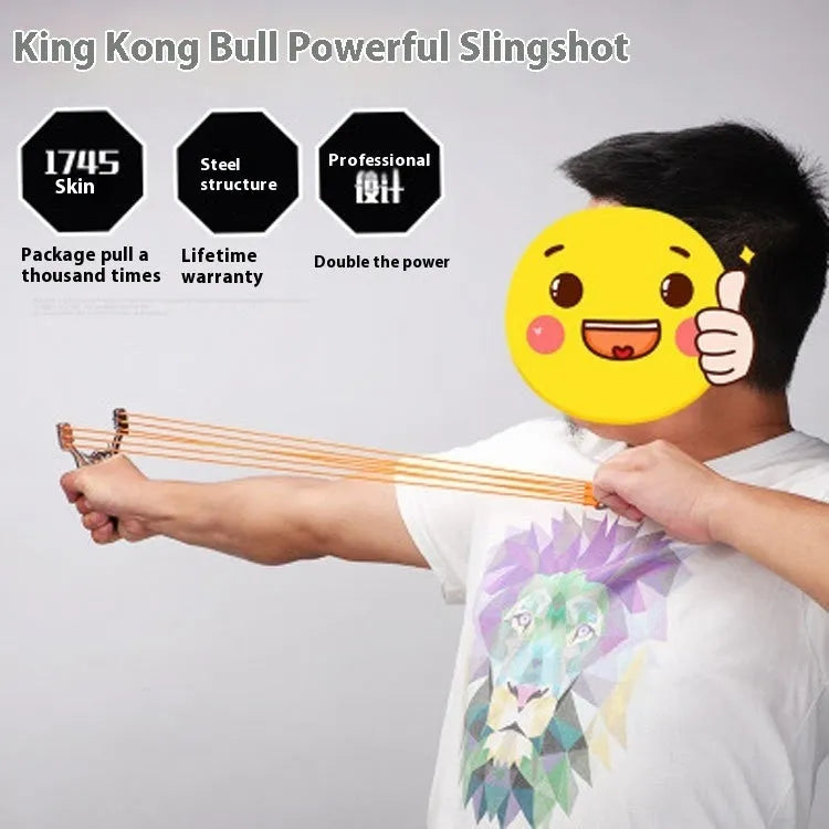 Traditional zinc alloy slingshot with ball bow design on a solid frame