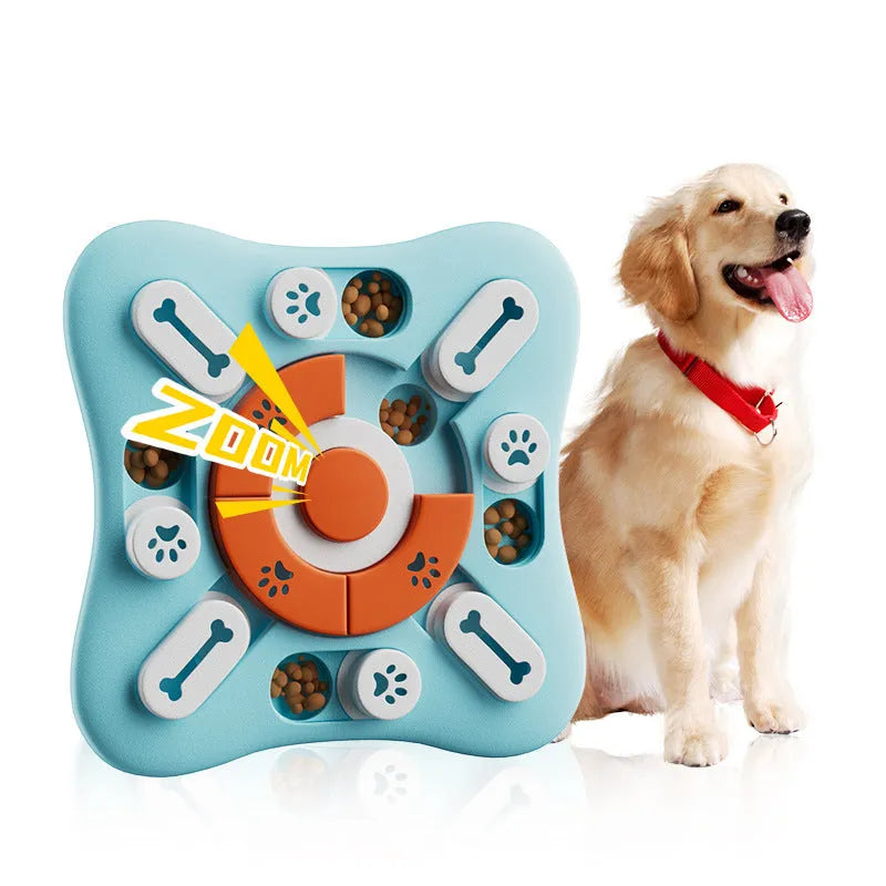 Light blue ABS plastic dog squeaky toy with vocalisation feature on neutral background