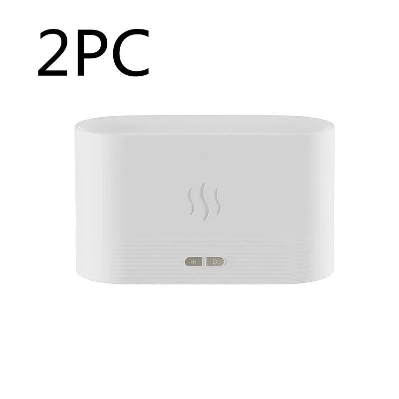 Square black or white aroma diffuser with flame LED light effect and water tank