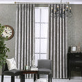 Modern minimalist chenille blackout curtain in water cube grey colour, jacquard woven texture
