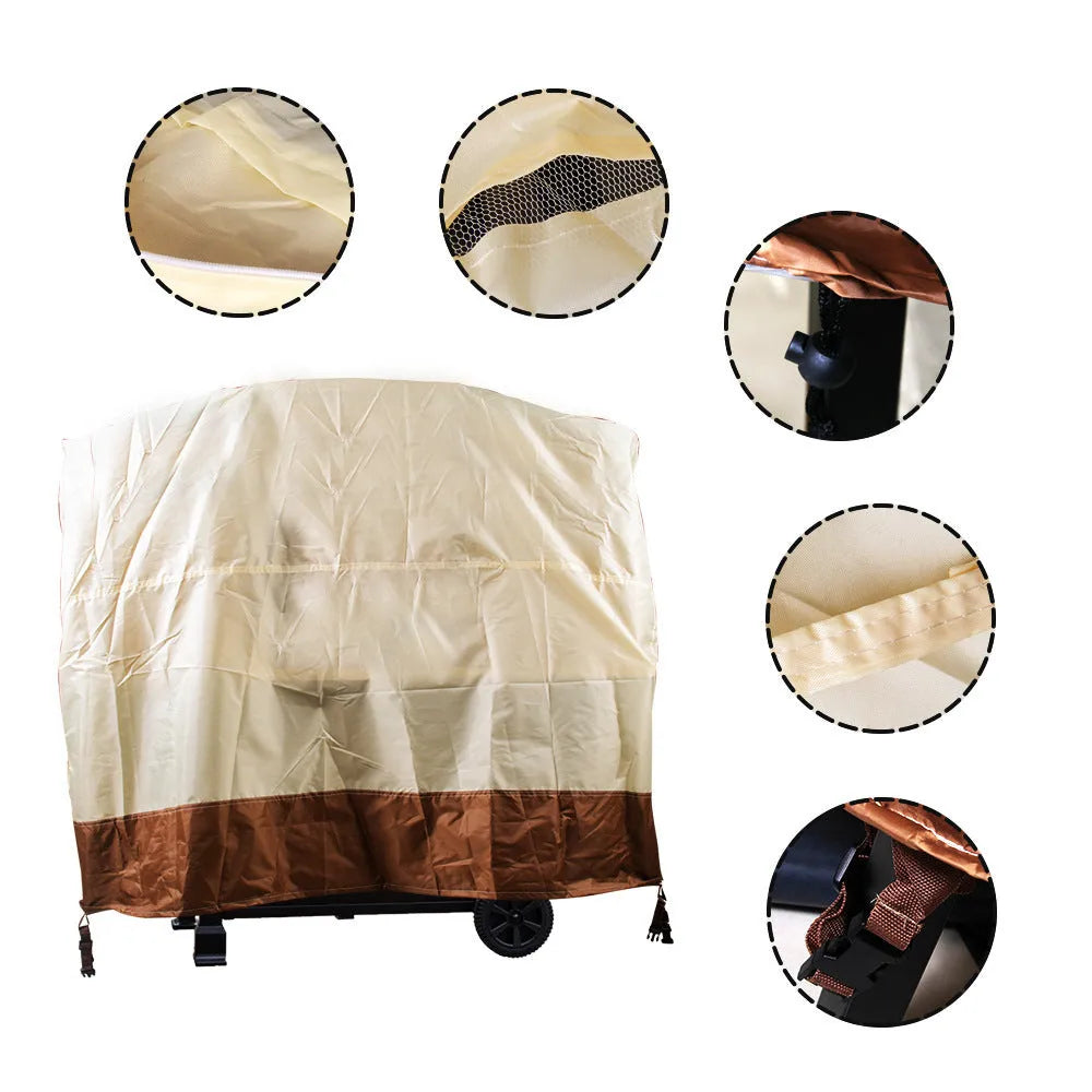 Beige polyester outdoor oven cover for barbecue protection in Nordic style