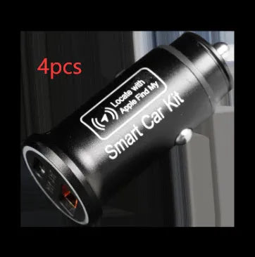 Black ABS car charger locator with integrated GPS for vehicle tracking, plugged into a 12V car socket.