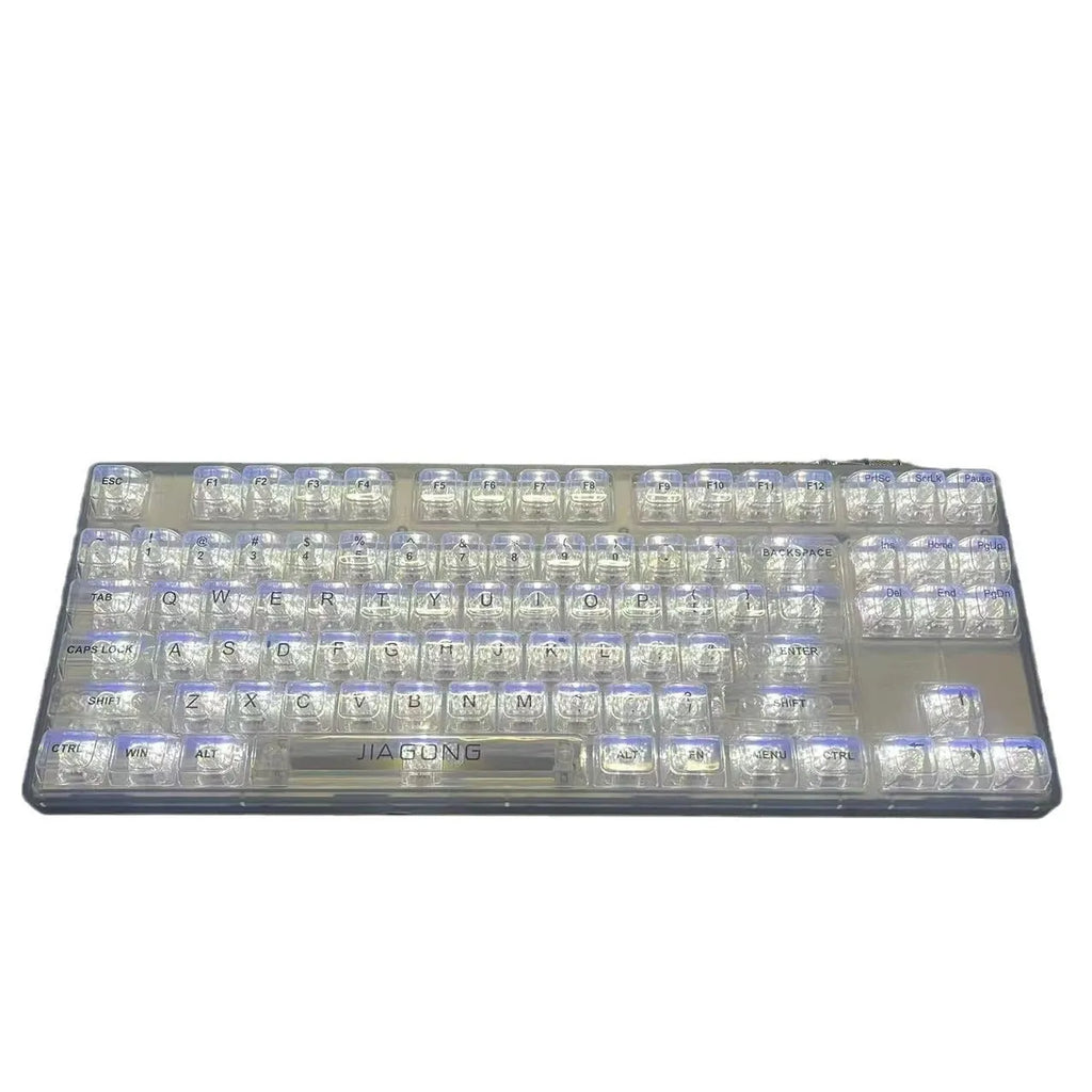 Transparent 132-key universal keyboard keycap replacement set on white background