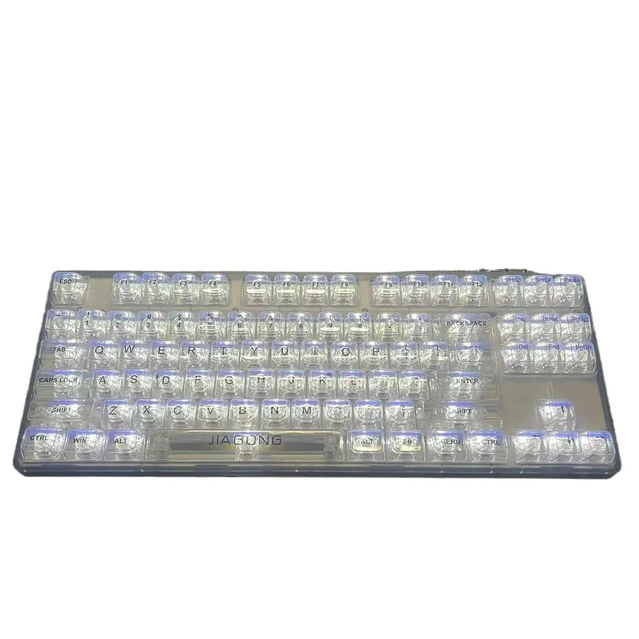 Transparent 132-key universal keyboard keycap replacement set on white background