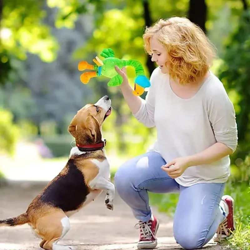 Screaming chicken squeaky dog toy in cartoon bird style – soft plush chew toy for small to large dogs