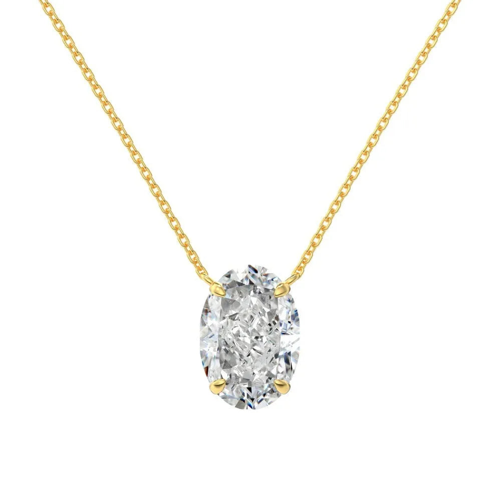 A sterling silver necklace with a geometric oval ice flower pendant on a chain.