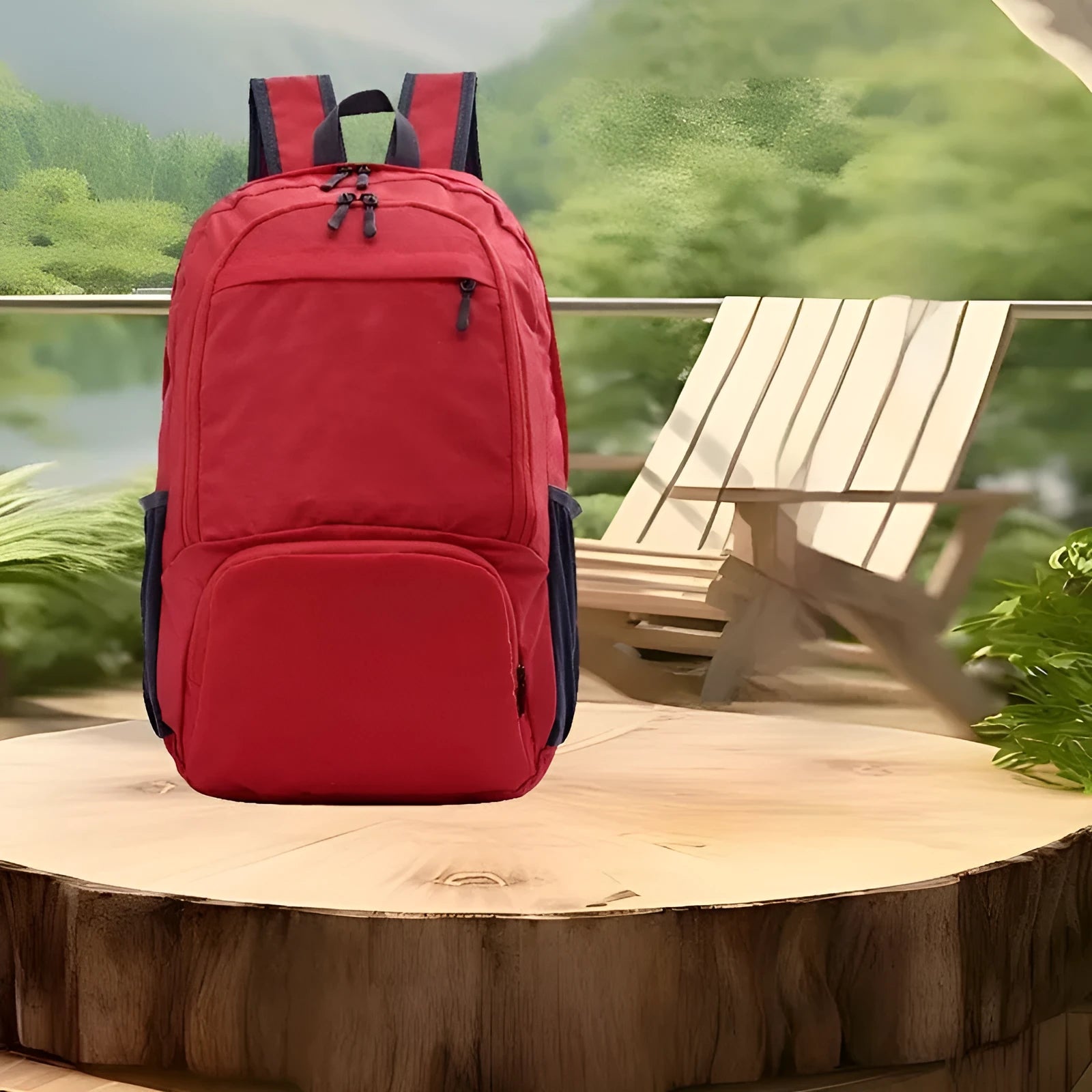 26-inch foldable waterproof backpack in Oxford cloth, shown in multiple colour options.