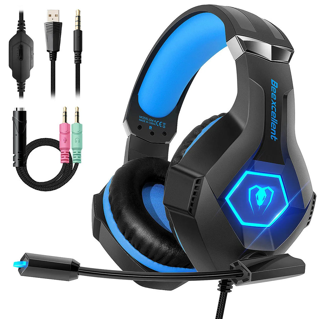 Thunder Wear gaming headset with microphone in black with coloured accents and visible 50mm drivers