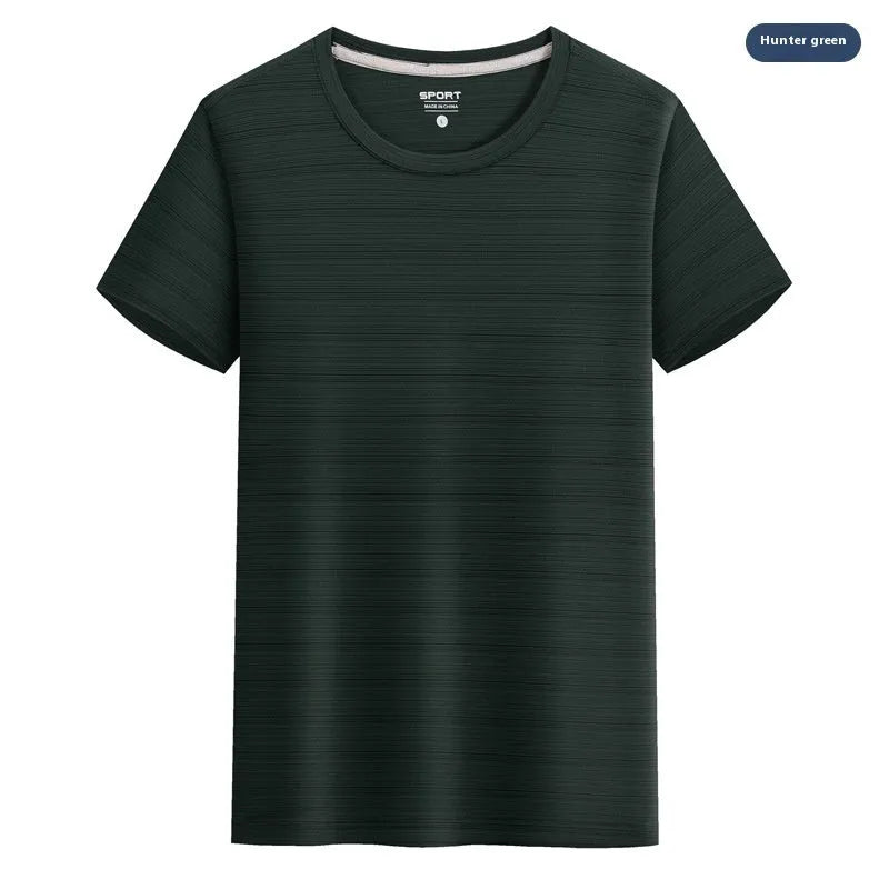 Crystal silk round neck t-shirt in solid colours with quick-drying polyester and spandex fabric