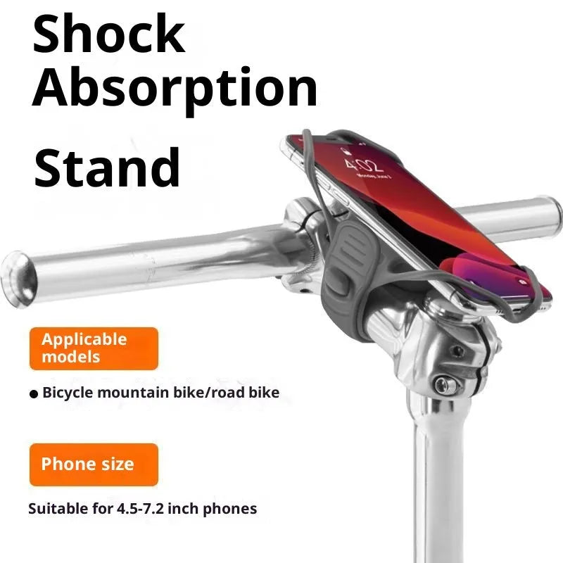 Black plastic universal adjustable road bike phone mount on bicycle handlebar