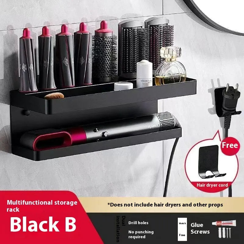 White double-layer aluminium punch-free bathroom storage rack for Marcel Waver curlers.