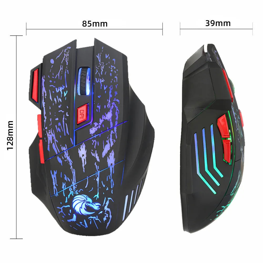 Water Crack H300BK black gaming mouse with RGB lighting effects and USB cable