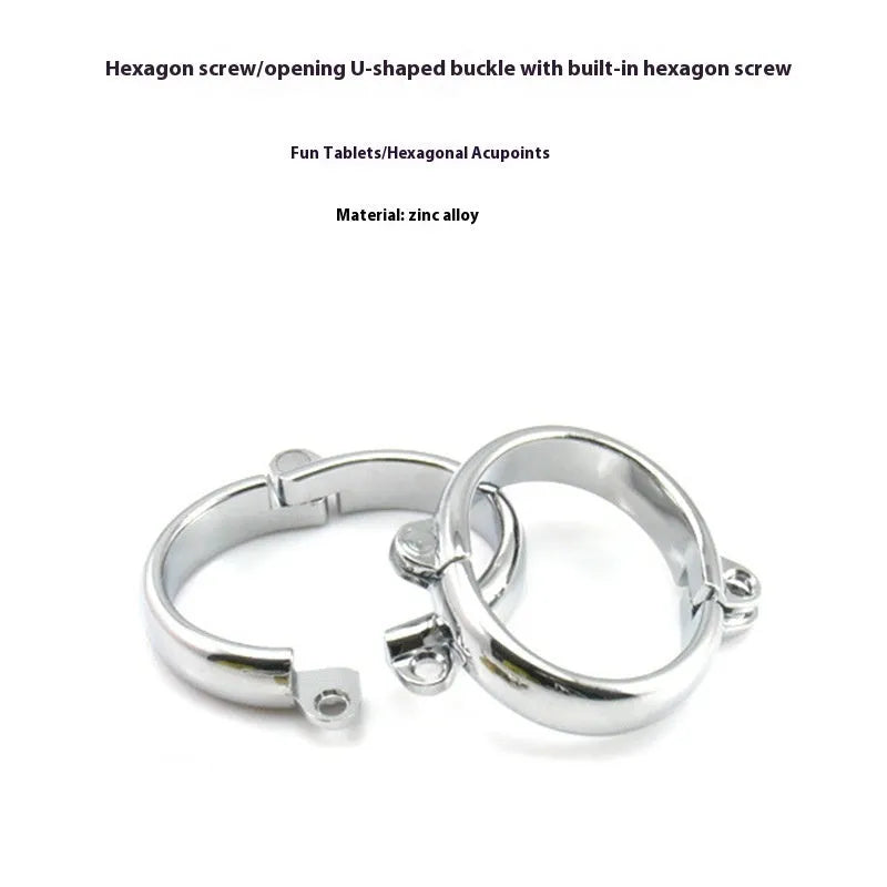 Silver zinc alloy handcuffs and footcuffs adult sex toy accessories with stainless steel bracelet fittings
