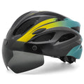 Adult bicycle helmet with integrated LED lights in L size 57-62cm showing EPS PC construction