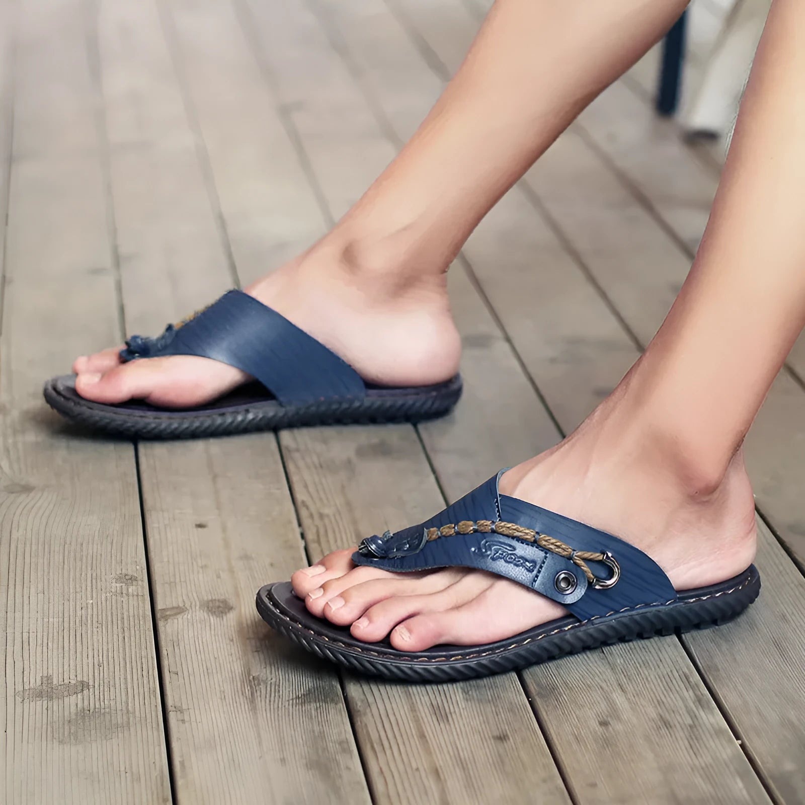Men's lightweight non-slip slippers in PU leather available in four colours.