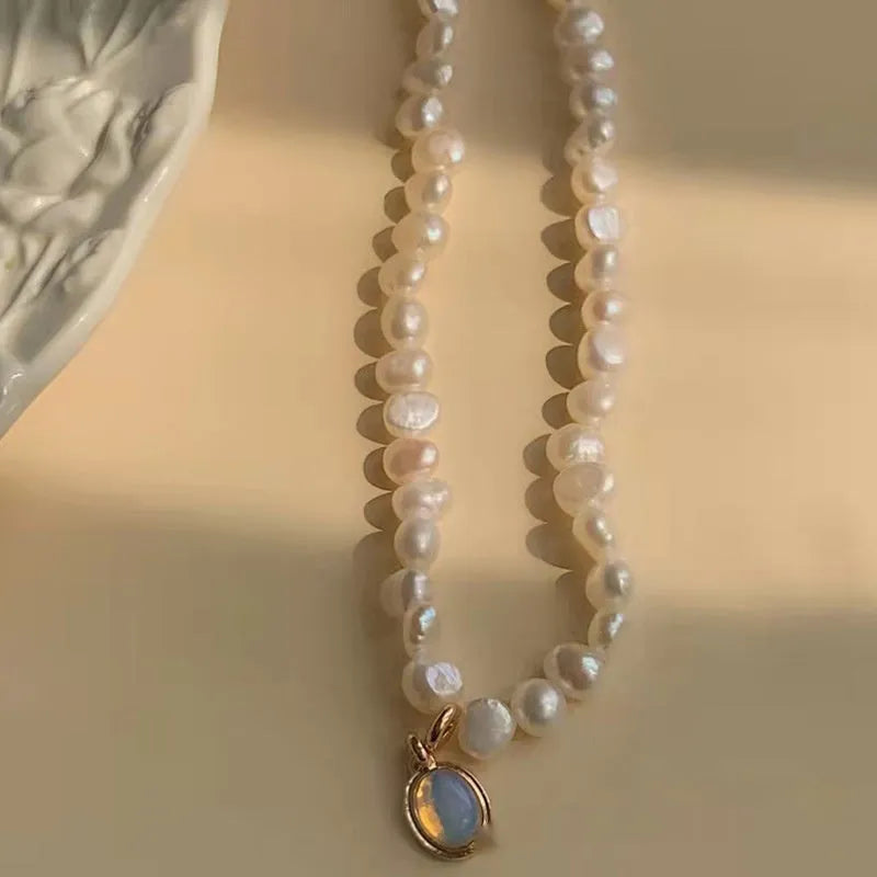 French court vintage pearl necklace with geometric design and adjustable 21-50cm perimeter