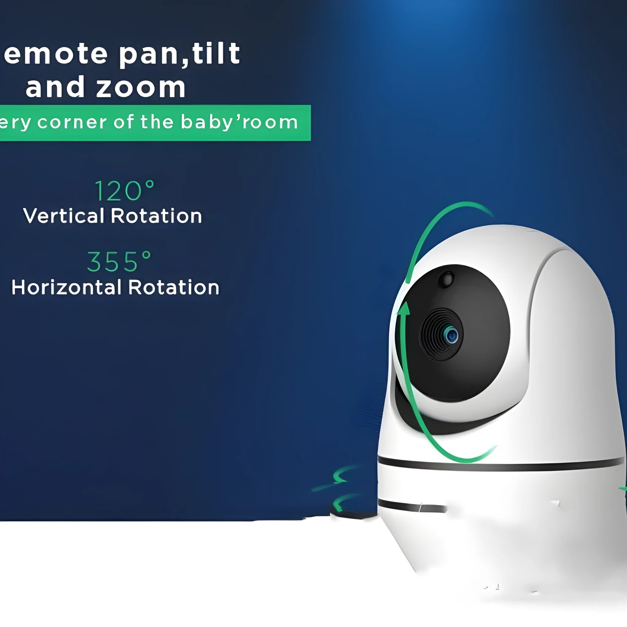 White wireless baby monitor with 7 inch 1080P screen, night vision, and two-way intercom in nursery