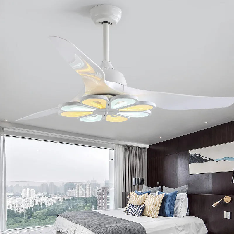 Nordic modern ceiling fan light 52 inch with LED remote control black finish