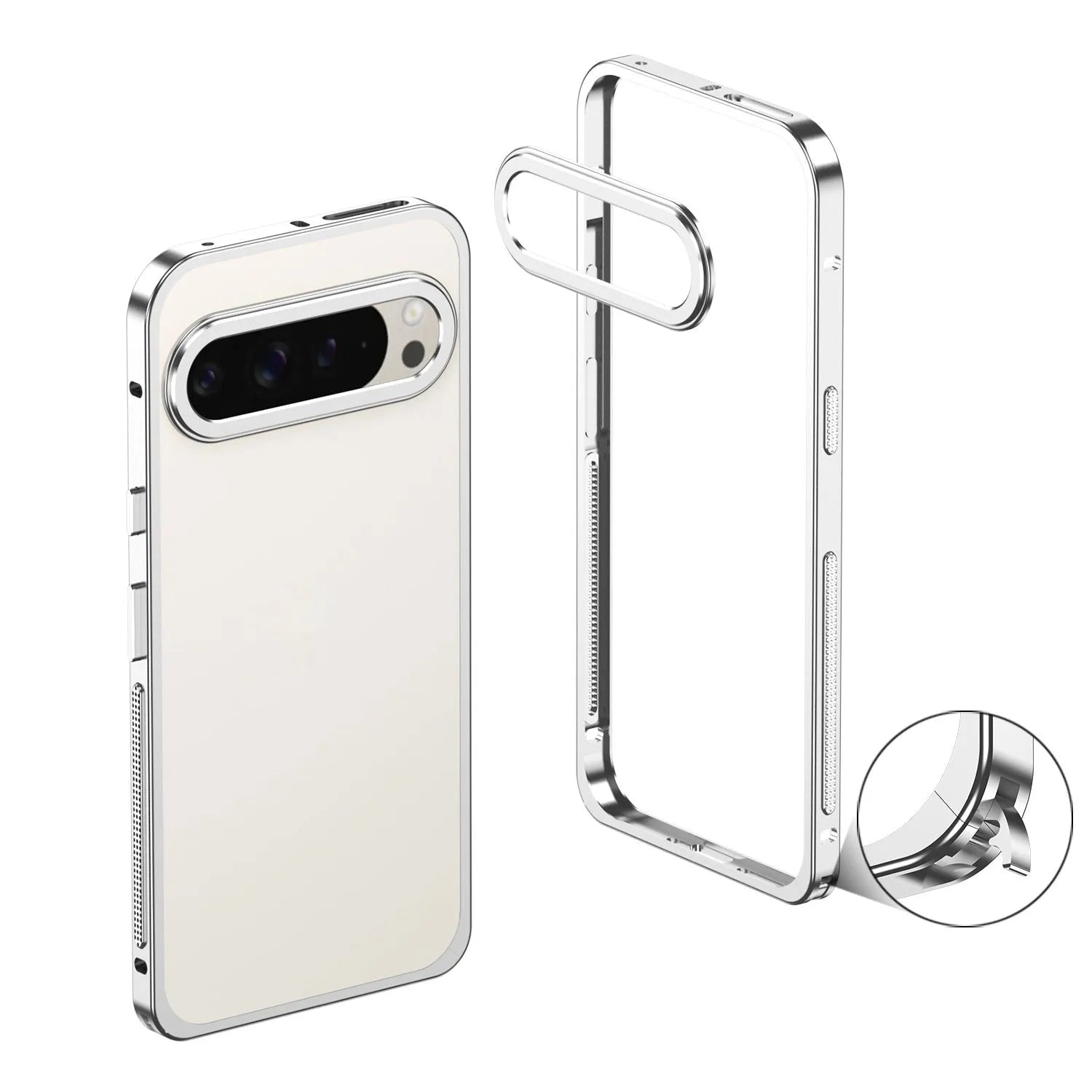 Aluminium alloy heat dissipation phone case for Google Pixel 9 Pro XL with bracket and half-pack design