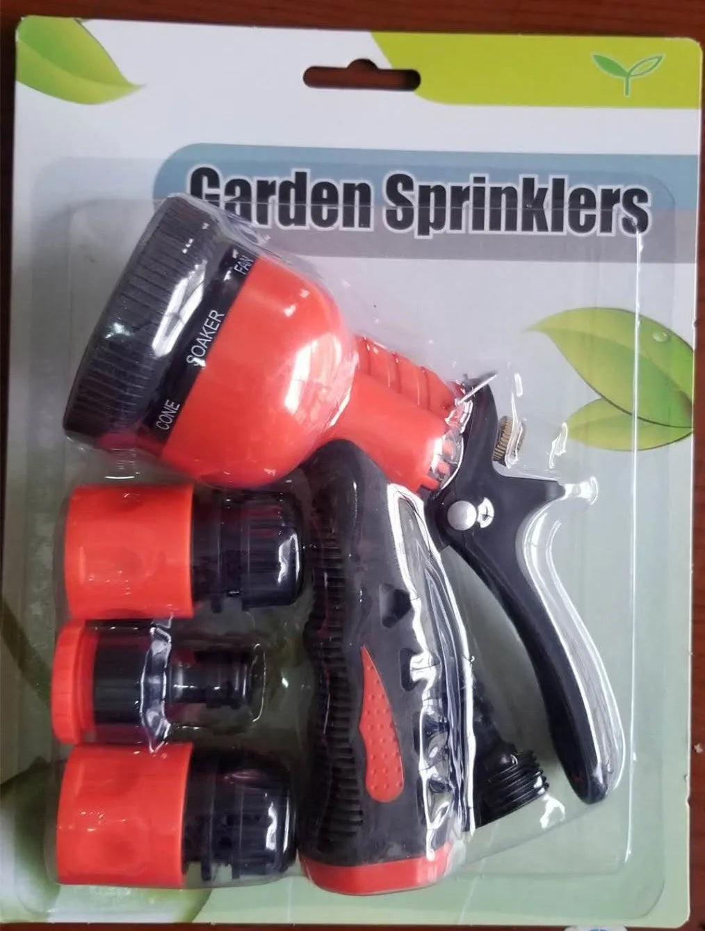 All metal garden spray gun in red colour with adjustable nozzle for garden watering and cleaning tasks